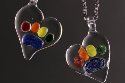Rainbow Bridge Pawprint Pendant with Infused Cremation Ashes